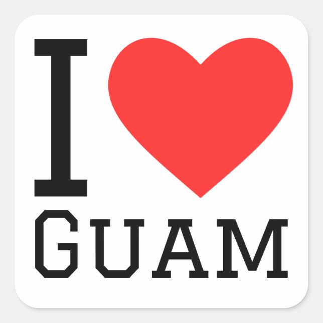 I Liebe Guam Quadratischer Aufkleber (Vorderseite)
