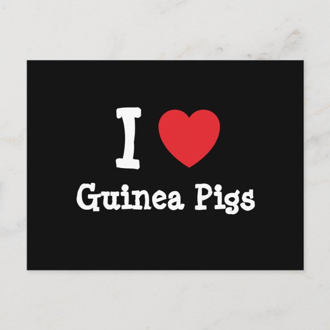 I Liebe Guinea Schweine Herz Brust personalisiert Postkarte (Vorderseite)