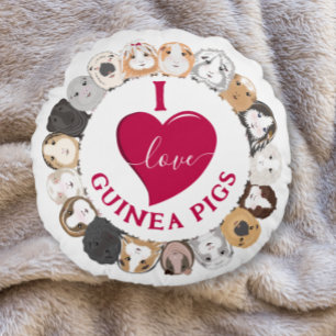 I Liebe Guinea Schweine Rundes Kissen