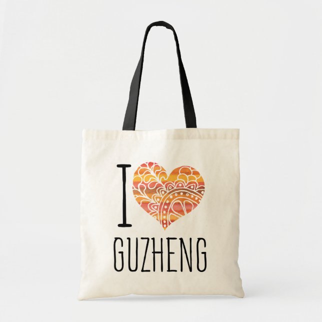 I Liebe Guzheng Orange Mandala Herza Tragetasche (Vorne)