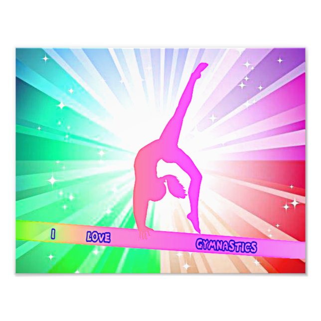 "I LIEBE GYMNASTICS" mit Gymnast auf Beam Fotodruck (Vorne)