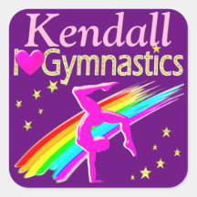 I LIEBE GYMNASTICS PERSONALISIERTE LILA STICKER