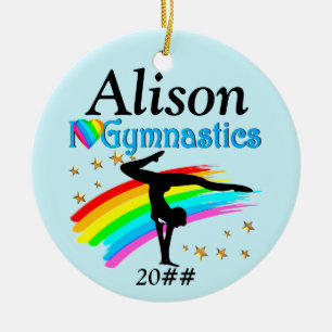 I LIEBE GYMNASTICS PERSONALISIERTE ORNATION KERAMIKORNAMENT