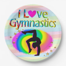 I LIEBE GYMNASTICS RAINBOW PAPIERTELLER