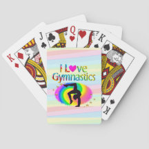 I LIEBE GYMNASTICS RAINBOW PLAYCARDS