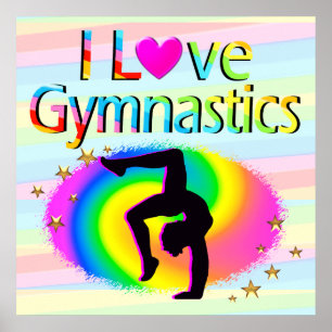 I LIEBE GYMNASTICS RAINBOW POSTER