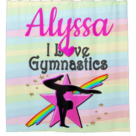 I LIEBE GYMNASTICS SUPER STAR DESIGN DUSCHVORHANG