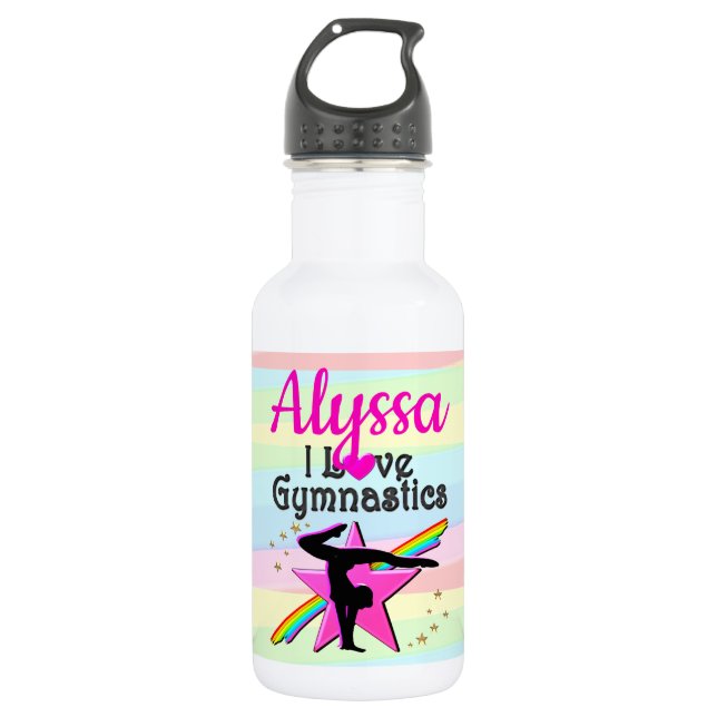 I LIEBE GYMNASTICS SUPER STAR DESIGN EDELSTAHLFLASCHE (Vorderseite)