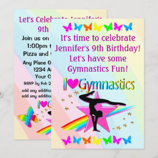 I LIEBE GYMNASTIK BIRDERTAGE INVITATION EINLADUNG