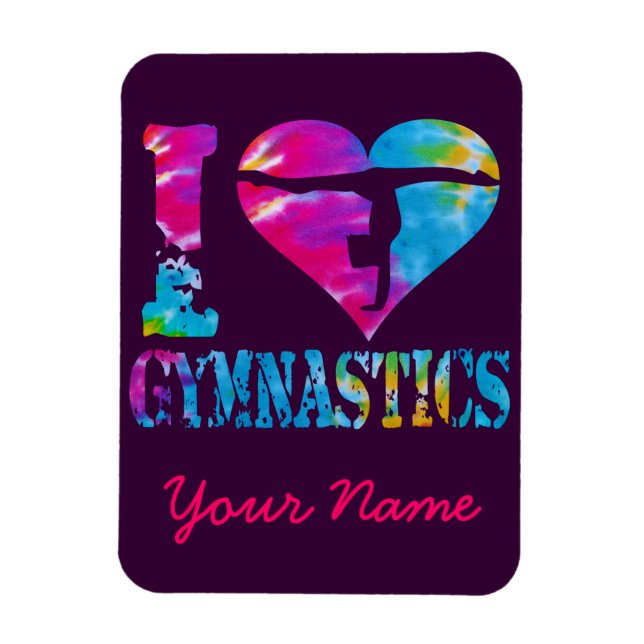I Liebe Gymnastik Gefärbte Krawatte Herz-Handstand Magnet (Vertikal)