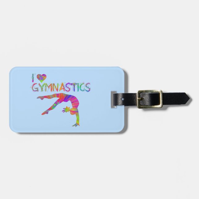 I Liebe Gymnastik Gefärbte Krawatte Shirts Taschen Gepäckanhänger (Vorderseite horizontal)