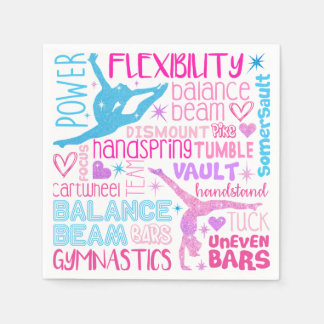 I Liebe Gymnastik-Girls pink, lila und blau Papa Serviette