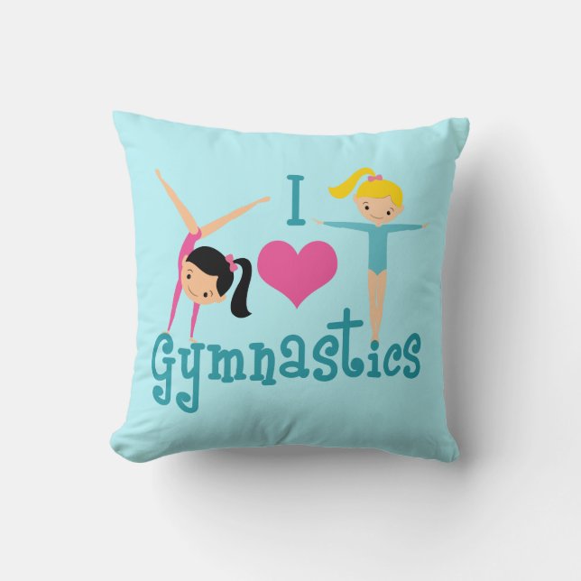 I Liebe Gymnastik Niedlich Gymnastik Girls Schlafz Kissen (Vorderseite)