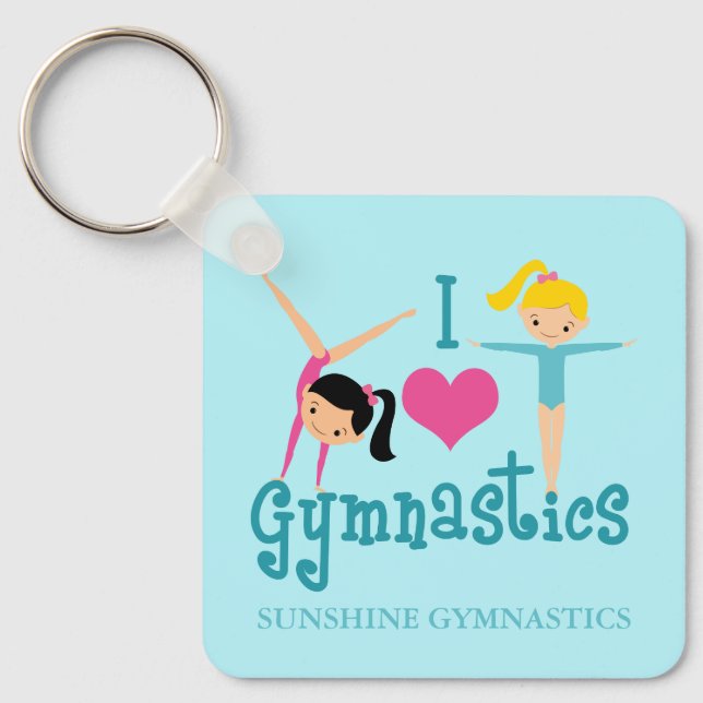 I Liebe Gymnastik Niedlich Gymnastik Personalisier Schlüsselanhänger (Vorderseite)