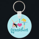 I Liebe Gymnastik Niedlich Gymnastik Schlüsselanhänger<br><div class="desc">Ich Liebe Gymnastik. Ein hübsches Gymnastikgeschenk mit bezauberndem aquamarinem Text zwischen zwei schwindelnden Mädchen und einem schönen rosa Herz. Ein niedliches Gymnastikgeschenk für Kinder oder Damen.</div>