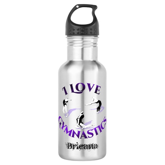 I Liebe-Gymnastik personalisiert Edelstahlflasche (Vorderseite)