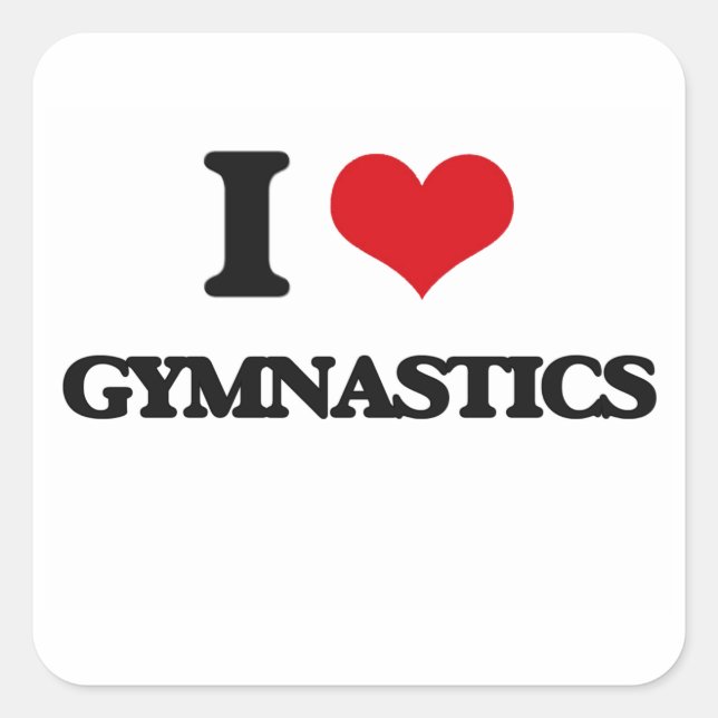 I Liebe Gymnastik Quadratischer Aufkleber (Vorderseite)