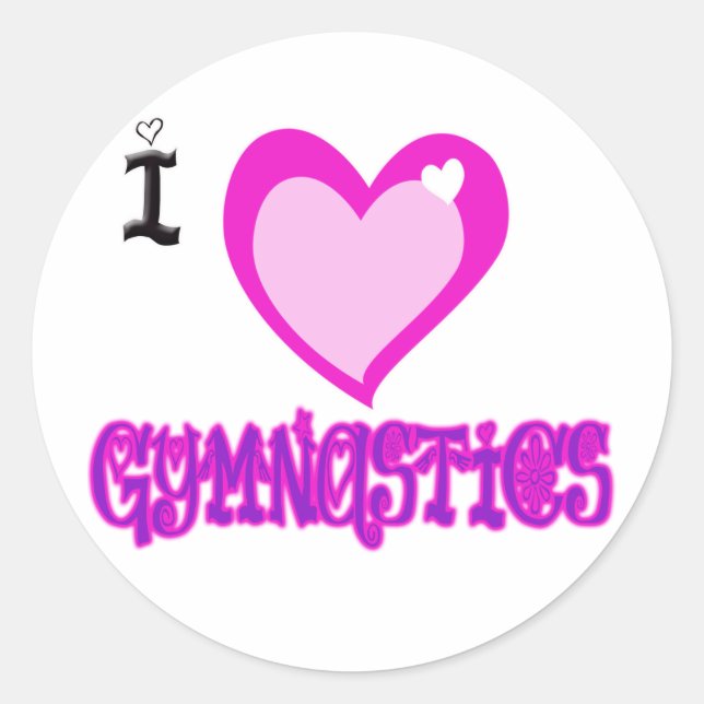 I Liebe GYMNASTIK Runder Aufkleber (Vorderseite)