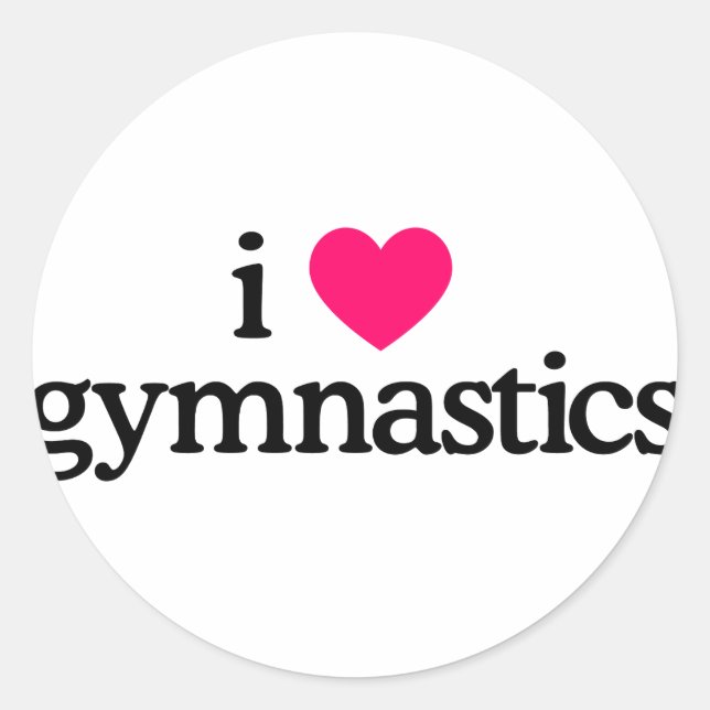I Liebe Gymnastik Runder Aufkleber (Vorderseite)