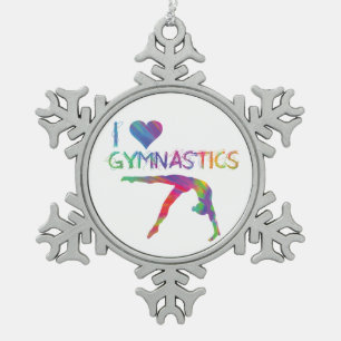I Liebe-Gymnastik-Zinn-Schneeflocke-Verzierung Schneeflocken Zinn-Ornament