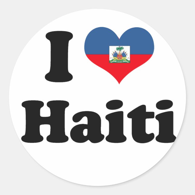 I LIEBE HAITI 2 RUNDER AUFKLEBER (Vorderseite)
