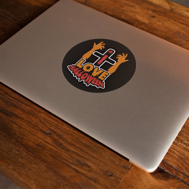 I Liebe Halloween Creepy Zombie Hands Runder Aufkleber (Von Creator hochgeladen)