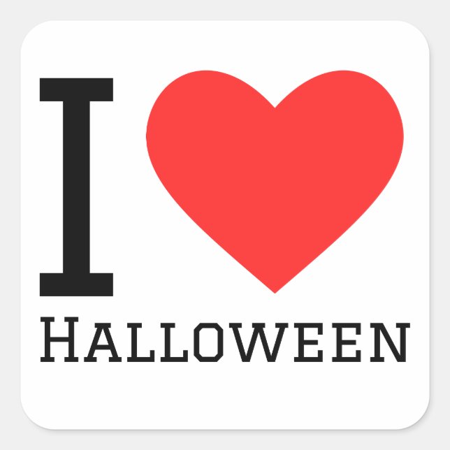 I Liebe Halloween Quadratischer Aufkleber (Vorderseite)