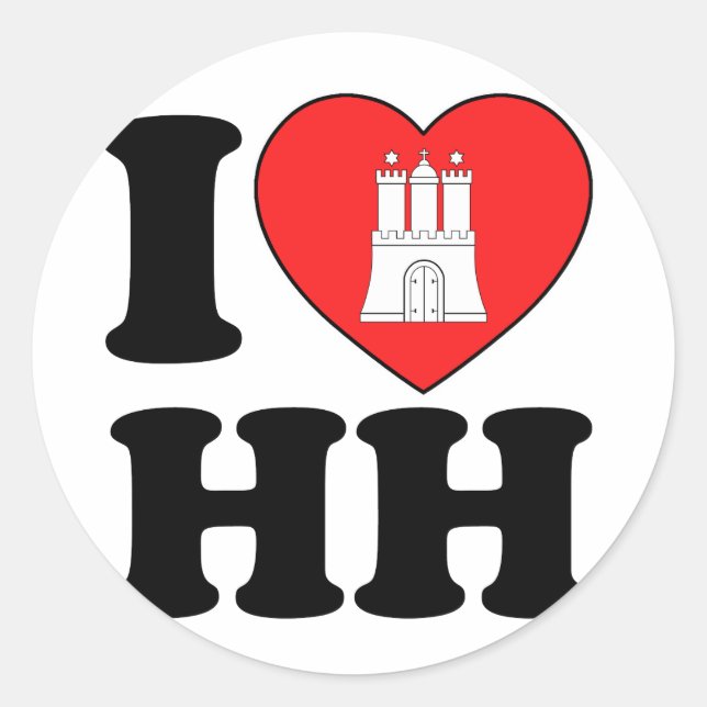 I Liebe Hamburg (HH) Runder Aufkleber (Vorderseite)
