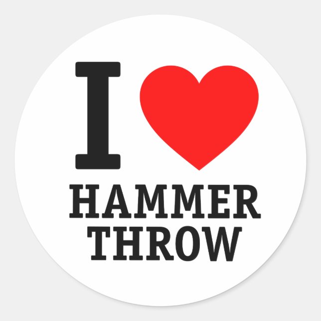 I Liebe Hammer Throw Runder Aufkleber (Vorderseite)