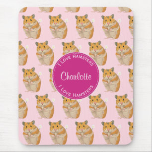 I Liebe Hamsters Pink Hamster Muster Mousepad