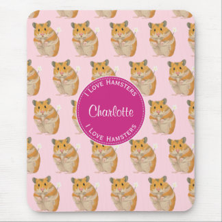 I Liebe Hamsters Pink Hamster Muster Mousepad