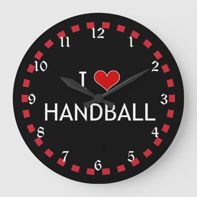 I Liebe Handball, beliebtes Design Große Wanduhr (Vorderseite)