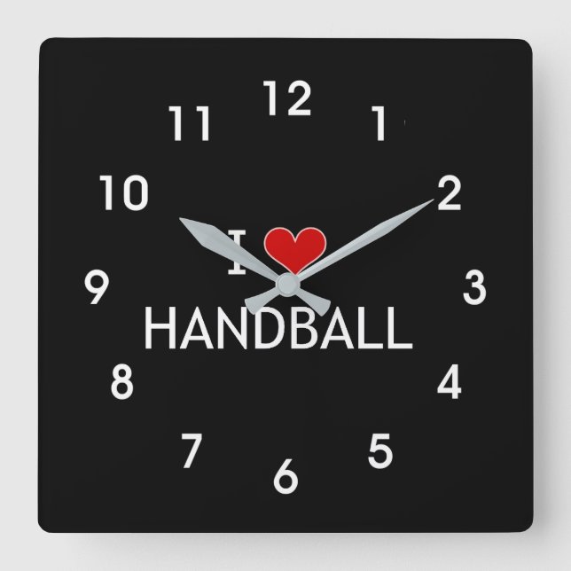 I Liebe Handball Quadratische Wanduhr (Vorderseite)