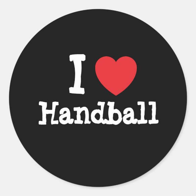 I Liebe Handballherz personalisiert Runder Aufkleber (Vorderseite)