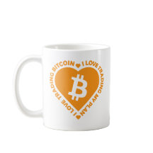 I Liebe Handel mit Bitcoin-Textherz
