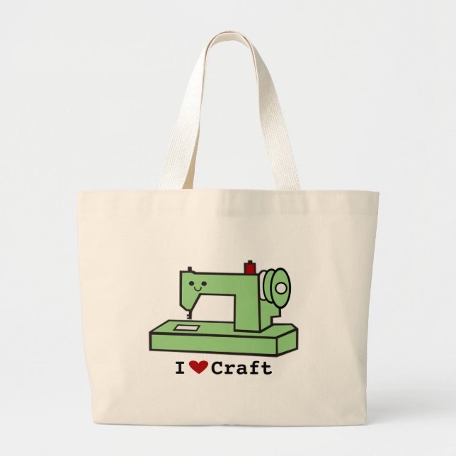 I Liebe-Handwerk Kawaii Nähmaschine Jumbo Stoffbeutel (Vorne)