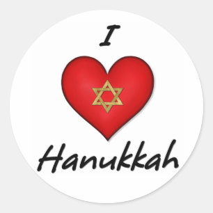 I Liebe Hanukka Runder Aufkleber