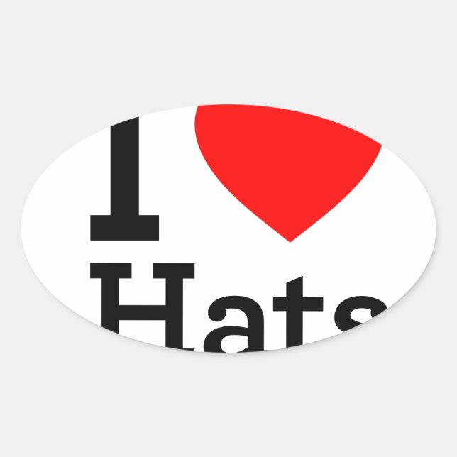 I Liebe Hats Ovaler Aufkleber (Vorderseite)