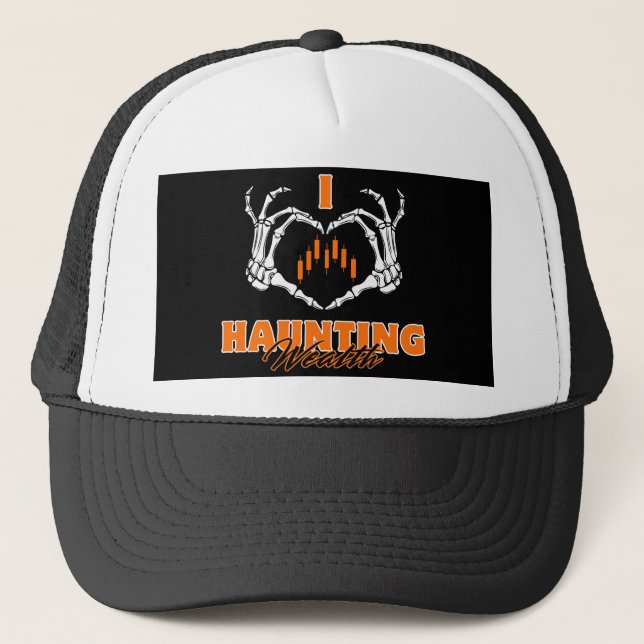 I Liebe Haunting™ Stake in Shadows Truckerkappe (Vorderseite)