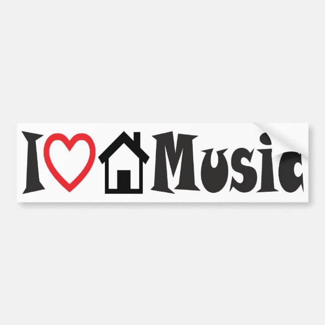 I Liebe-Haus-Musik Autoaufkleber (Vorne)