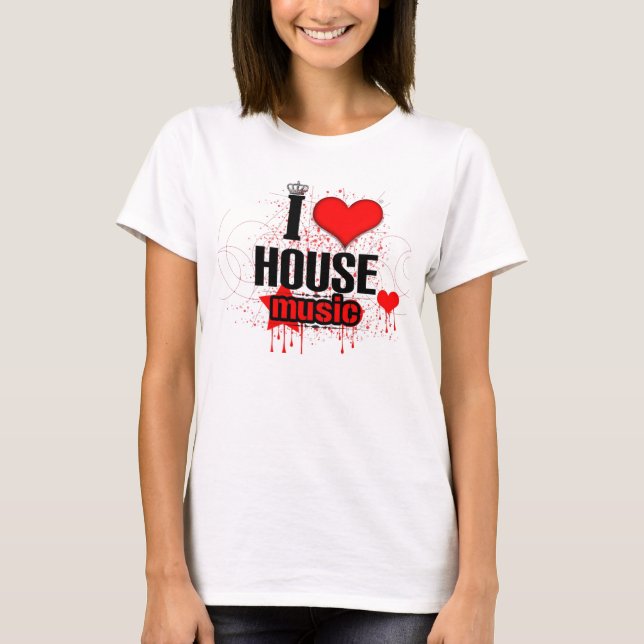 I Liebe-Haus-Musik-Damen-T-Shirt T-Shirt (Vorderseite)