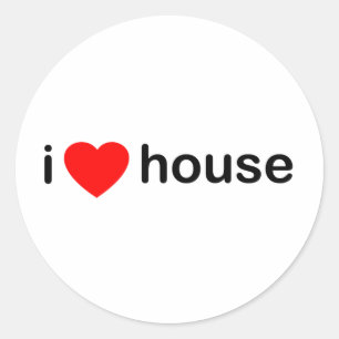 I Liebe-Haus Runder Aufkleber