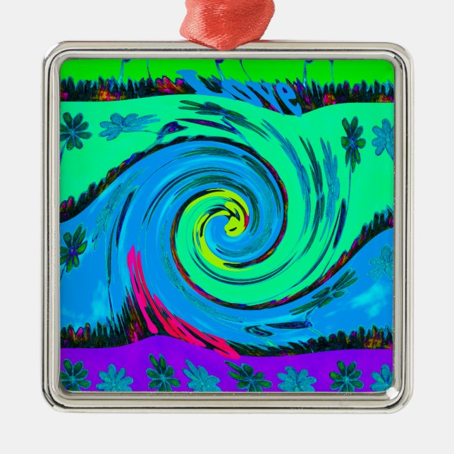 I Liebe Hawai.png Silbernes Ornament (Vorne)