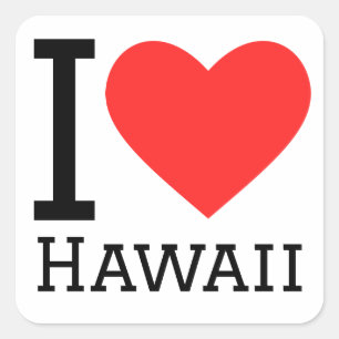 I Liebe Hawaii Quadratischer Aufkleber