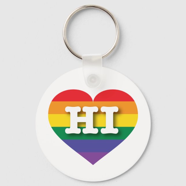 I Liebe Hawaii Rainbow Heart Schlüsselanhänger (Vorderseite)