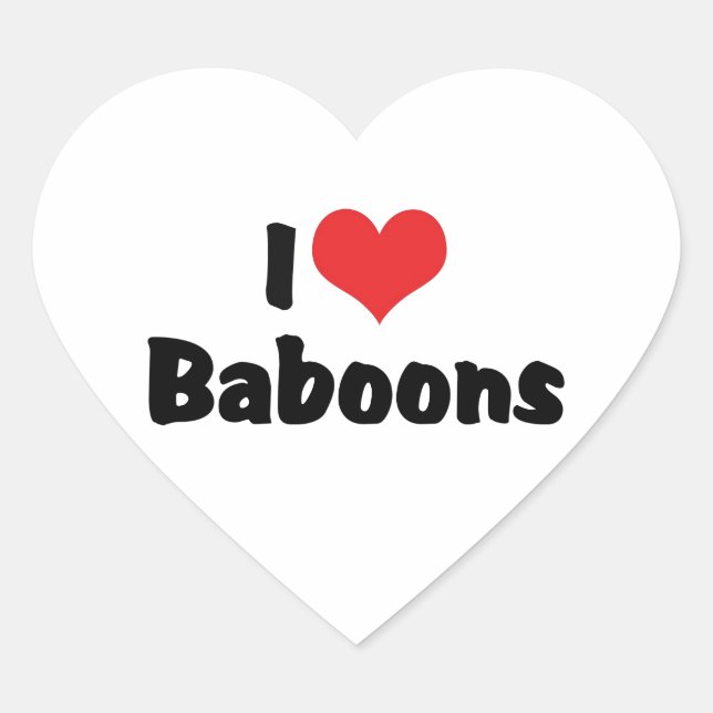 I Liebe Heart Baboons Herz-Aufkleber (Vorderseite)