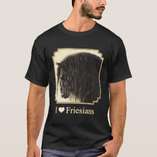 I Liebe Heart Black Friesian Horses Lover Gif T-Shirt