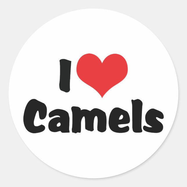 I Liebe Heart Camels Runder Aufkleber (Vorderseite)