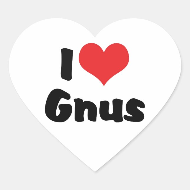I Liebe Heart Gnus Herz-Aufkleber (Vorderseite)