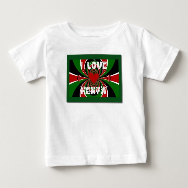 I Liebe Heart Kenya: Dynamische Flaggenkunst Baby T-shirt (Vorderseite)